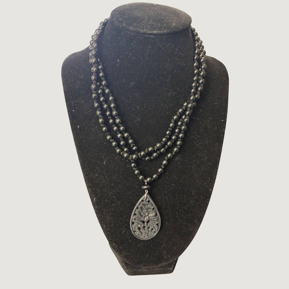 RESELLERS: 24 Black Multi-Strand Necklaces Teardrop Pend 16+3" Ext NIP 900-1010